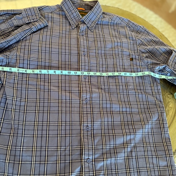 Timberland Men's Large Blue Plaid Check Long Sleeve Shirt Regular Fit Casual - Picture 8 of 10